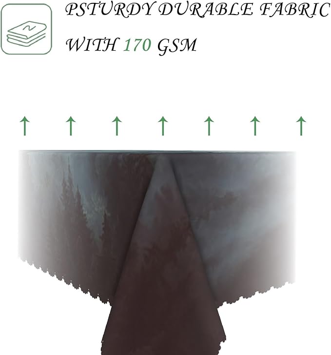 52x70 Inch Nature Rectangular Tablecloth Misty Forest Mountain Table Cloth Waterproof Durable Table Cover for Holiday Picnic Dinner BBQ Decor