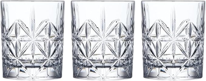 Crystal Whiskey Glass Set of 3 - Old Fashioned Bourbon Glasses, Perfect for Scotch and Cocktails (Style 1,3pcs)