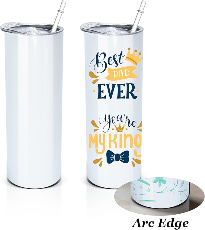 25 Pack Straight Sublimation Tumblers Bulk 20oz Stainless Steel Double Wall Insulated Sublimation Cups Wholesale Blank White with Lid, Straw for Tumbler Press Machine