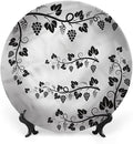 Ceramic Plates, Vine Decorative Ceramic Plates, Grapes with Twigs Swirl Botany, 10 Inch, for Dining, Parties, Wedding, Multicolor