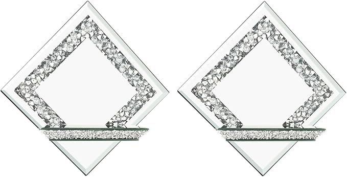 Pibeyer Mirrored Candle Sconces with Acrylic Diamond, Crushed Diamond Wall Candle Holders, Home Décor