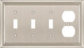 Henne Bery Sunken Pearls Heavy Duty Decorative Wall Plate Switch Plate Outlet Cover (Triple Toggle/Single Duplex, Satin Nickel)