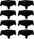 8 Pack Black Square Tablecloth 70 x 70 Washable Polyester Table Cloth for Square or Round Tables, Wrinkle Resistant Fabric Decorative Covers for Dining Party Banquet Buffet and Wedding
