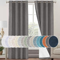 PrinceDeco Primitive Textured Linen 100% Blackout Curtains for Bedroom/Living Room Energy Saving Window Treatment Curtain Drapes, Burlap Fabric with White Thermal Insulated Liner (52 x 96 Inch, Grey)