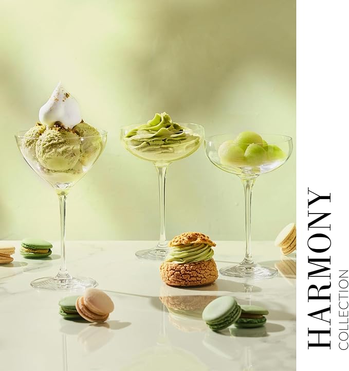 Krosno Champagne Coupes & Glasses | Set of 6 | 8.1 oz | Harmony Collection | Perfect for Home, Restaurants and Parties | Prosecco Glass | Dishwasher Safe | Lead-Free Crystal Glass