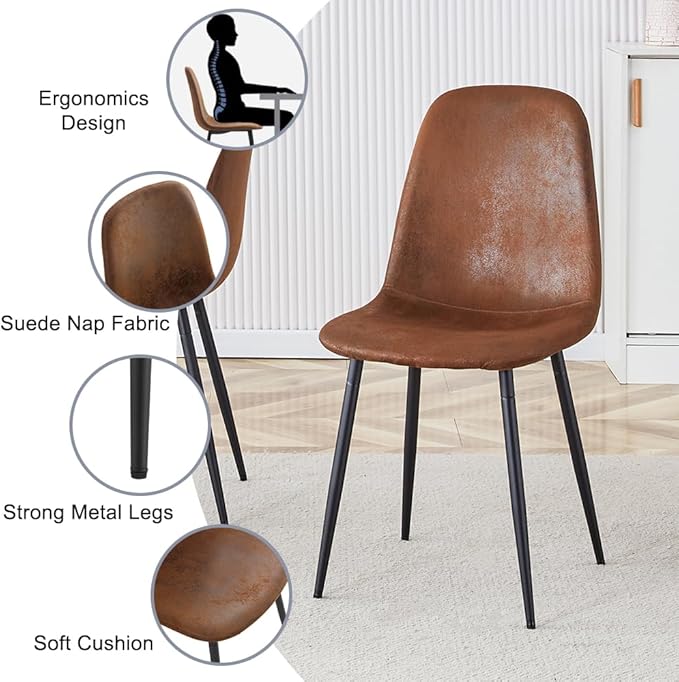 Dinner Table Set for 6, Modern 71'' Rectangle Wood Dining Table and Fabric Chairs Set of 6,Dining Table Set for 6 with Chairs, Ideal for Kitchen Dining Room