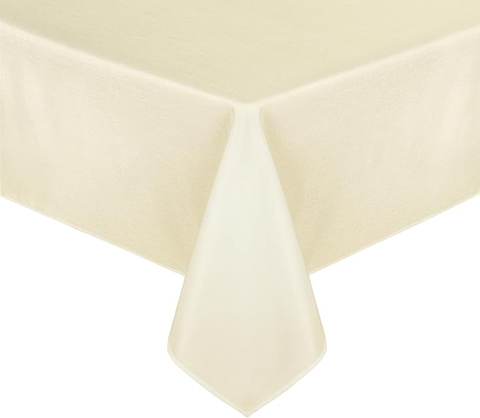 JIUZHEN Faux Linen Farmhouse Tablecloth Rectangular, Wrinkle Stain Resistant Table Cloth Rectangle Table Cover for Kitchen Dining, Champagne, 70 x 108 Inch