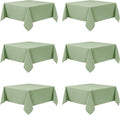 6-Pack Sage Green Tablecloths for Square Tables, 54 x 54 Inches, Stain-Resistant Polyester Fabric for 2 Foot Tables - Washable Table Covers for Weddings, Banquets, Birthday Parties, Events
