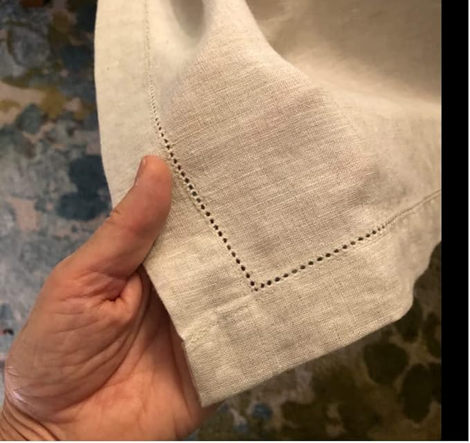 EVERLY Pure Linen Hemstitch Tablecloth,100% Stonewashed French Linen tablecloths for Kitchen Dining Rectangle Tables,60x144Inch Machine Washable Christmas Thanksgiving Organic Tablecloth-Natural Linen