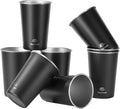 8 Pack Stainless Steel Cups 16oz -Black Stackable Metal Drinking Glasses for Camping, Travel, Shatterproof Tumblers