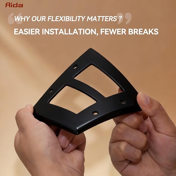 AIDA 2-Gang Decorative Wall Plates, 4.88" H x 4.94" L - Unbreakable Thermoplastic Faceplate Cover for Outlets and Switches, UL Listed - (4 Pack, Glossy Black)