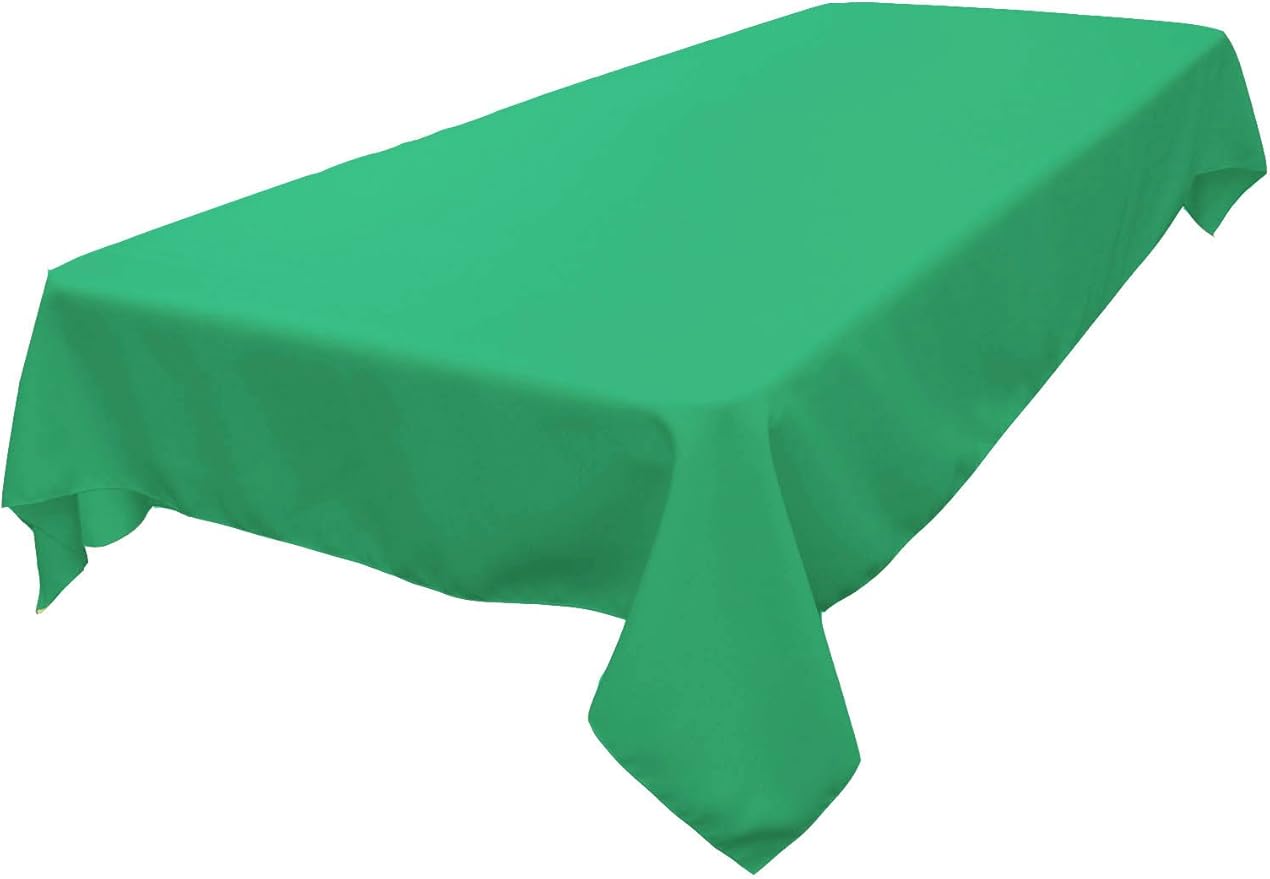 LA Linen Polyester Poplin Washable Rectangular Tablecloth, Stain and Wrinkle Resistant Table Cover 60x90, Fabric Table Cloth for Dinning, Kitchen, Party, Holiday 60 by 90-Inch, Jade