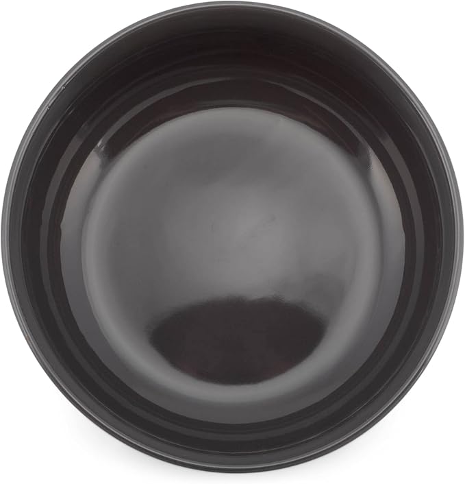 Elanze Designs Bistro Glossy Ceramic 6.5 inch Dinnerware Bowls Set of 4 - Perfect for Everyday uses from Soup, Pasta, Salad, Cereal, Ice cream, Ramen and Pho, Charcoal Grey