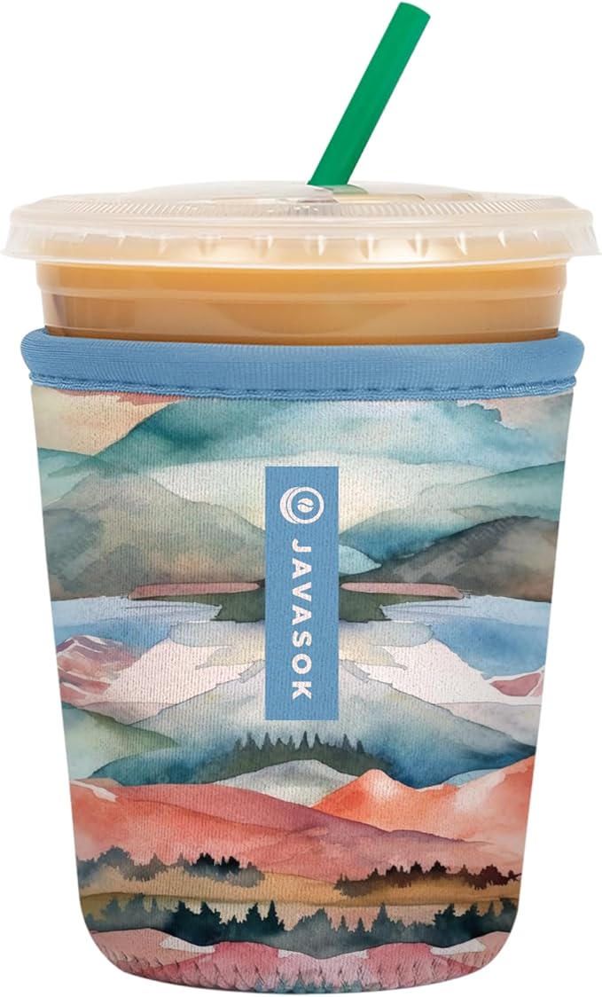 Sok It JavaSok Iced Coffee & Cold Soda Insulated Neoprene Cup Sleeve (Wanderlust Wonders, Small: 16-20oz)