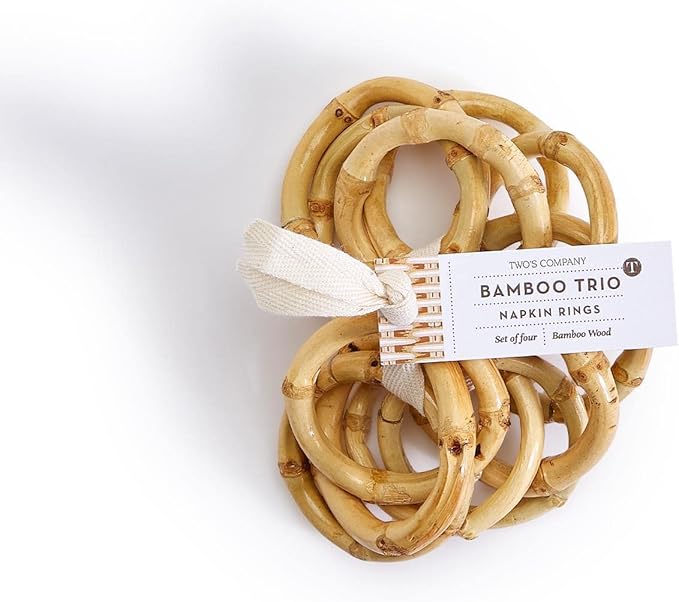 Two's Company Set of 4 Bamboo Napkin Rings…