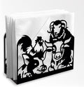Farm Animals Decorative Black Metal Napkin Holder for Table, 5.3" x 4.5" x 2" Pig Sheep Chickens Cow Standing Napkin Holder for Home Kitchen Restaurant Picnic Party Coffee Bar Dining Room
