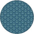 Polyester Tablecloth, Nautical Waterproof Oil-Proof PVC Table Cloth, Anchors Maritime Theme Decor, Fit Round Tables 39inch Diameter, for Xmas/Parties/Home, Petrol Blue Beige