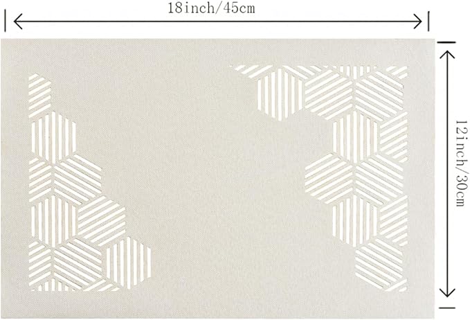 Cloth Placemats Set of 4 for Dining Table, Decorative Placemats with Hollow Design Table Cloth Set, Table Mats for Dining Table 12"x18" Cream