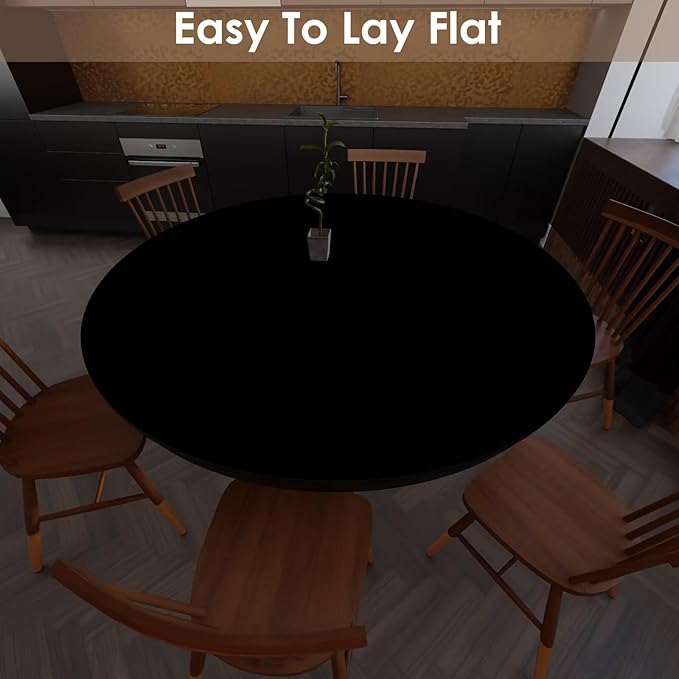 Round Table Pad,1.8mm Thick,Dia.36 Inch,Round Leather Table Cover,Round Table Protector,Round Dining Table Protector,Round Table Top Protector.(Dia.36,Black+Black)
