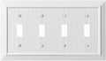 Beadboard Outlet Covers Wall Plates, Bamboo Fiber Light Switch Covers, Natural Material Electric Receptacle Decorative Switch Plate Outlet Cover (Pure White, 4 Gang Toggle 1 Pack)