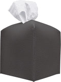 Carrotez Tissue Box Cover, [Refined] Modern PU Leather Square Tissue Box Holder - Decorative Holder/Organizer for Bathroom Vanity Countertop, Night Stands, Office Desk & Car 5"X5"X5" - Charcoal