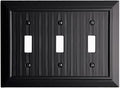 Beadboard Outlet Covers Wall Plates, Bamboo Fiber Light Switch Covers, Natural Material Electric Receptacle Decorative Switch Plate Outlet Cover Matte Black (3 Gang Toggle 1 Pack)