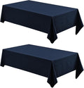 2 Pack Rectangle Tablecloth, 52x70 inch, Water Resistant Wrinkle Free Linen Textured Table Cloth Washable, Decorative Fabric Table Cover for Dining, Party and Camping, Navy Blue