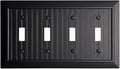Beadboard Outlet Covers Wall Plates, Bamboo Fiber Light Switch Covers, Natural Material Electric Receptacle Decorative Switch Plate Outlet Cover Matte Black (4 Gang Toggle 1 Pack)
