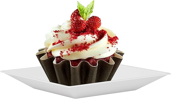 Exquisite Mini Disposable Appetizer Plates - 1200 Pack 2.95" x 2.95" White Plastic Dessert Plates - Elegant Design for Weddings, Birthdays, and Formal Parties - Stackable and Convenient - BPA Free