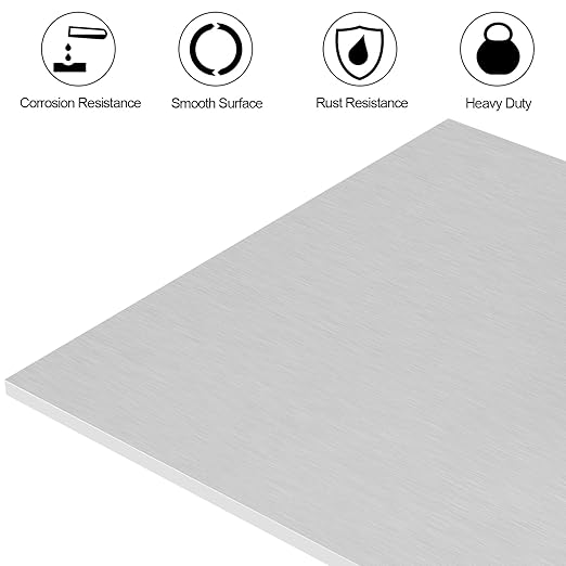 6061 T651 Aluminum Sheet Metal 10 x 17 x 1/4 (6MM) Inch Thick Flat Plain Aluminum Plate Covered with Protective Film, Heat Treatable Rectangle 6MM Aluminum Metal Plate for Industrial