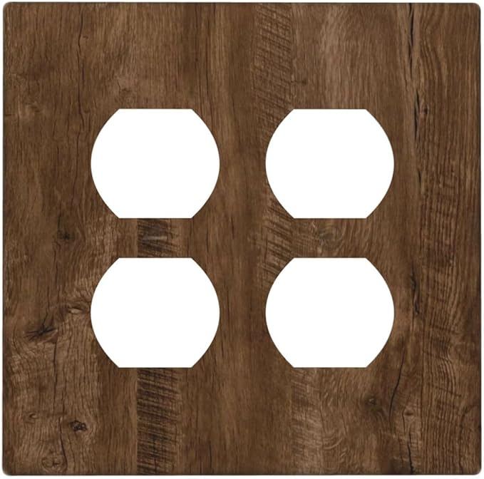 Light Switch Cover Brown Rustic Wood Grain Farmhouse 2 Gang Decorative SwitchPlates Double Duplex Wall Plates Switch Plates and Outlet Covers for Cabin Bedroom Decor
