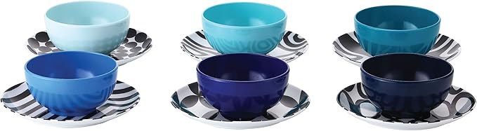 French Bull Melamine Mini Bowls, 6-Piece Set, Small Serving Bowl – Snack, Condiment, Dip, Dessert, Ice Cream – Shatter Proof, Food-Safe, BPA Free, Dishwasher Safe, 4” 10 oz - Shades of Blue