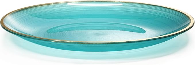" OCCASIONS " 240 Plates Pack,(120 Guests) Premium Wedding Party Disposable Plastic Plates Set -120 x 10'' Dinner + 120 x 7'' Salad/Dessert (Belize, Aqua & Gold)