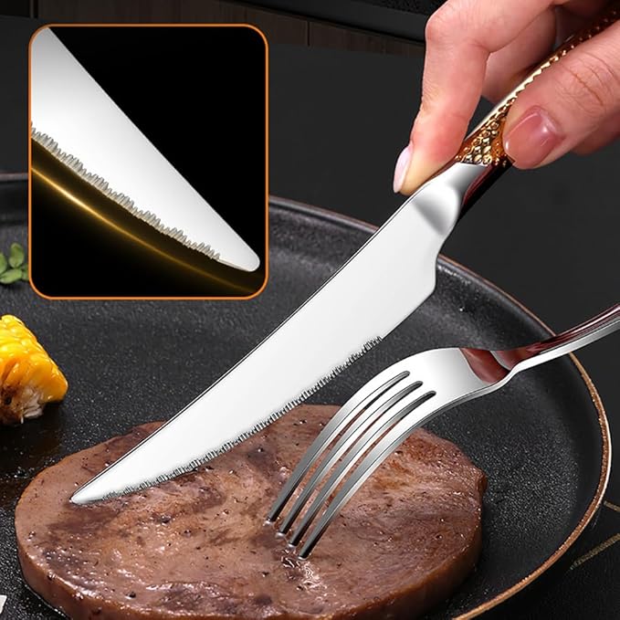 20-piece Luxury Gold-plated TWEE Silverware Set for 4 Palace Style Stainless Steel Flatware Cutlery Serving Utensils Eating Tableware for Home Kitchen Hotel Restaurant Mirror Polished