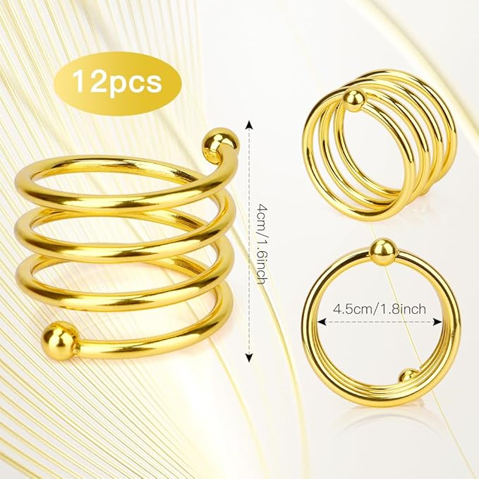 Gold Napkin Rings Sets of 12, Thanksgiving Fall Christmas Party Table Decorations Metal Napkin Holders Birthday Wedding Holiday Dinning Table Decor Gifts Idea for Home Host Family Gatherings