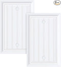 2-Pack Classic Beadboard Single Blank Wall Plate, Durable Natural Bamboo Fiber Wall Plate Cover,Pure White 1 Gang Wall Plate for Unused Outlets/Switches, Corrosion Resistant