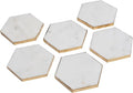 GoCraft Gold Edge Marble Coasters – Set of 6 Hexagon White Stone Coasters for Drinks – Stylish Drinkware Accessories for Wine Glasses, Coffee Mugs & Modern Coffee Table or Bar Decor
