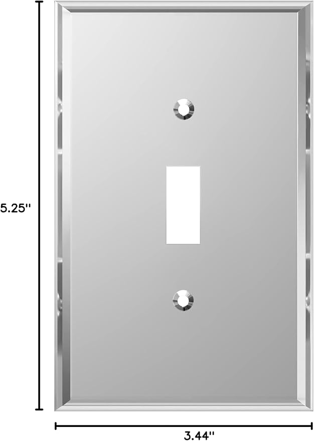 LIDER Reflective Acrylic Toggle Switch Wall Plate, Mirrored Light Switch Cover, Plexiglass Cover Plate, Acrylic Glass, Oversized 1-Gang 5.25" x 3.44", LWP-11O-ASV, Silver