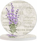 Lavender Flowers Coasters for Drinks 2 Pack Elegant Floral Leaf Plant Purple Bloom Bouquet Luxury Nature Tabletop Protection Kitchen and Coffee Table Décor & Accessories,Set of 2