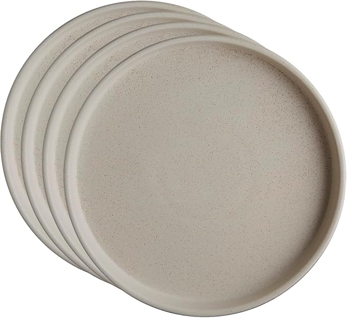 Goodies Cream Lunch Plates (Set of 4), Handmade Ceramic, Glazed, Dishwasher Safe, Microwave Safe, Durable, Easy-to-Clean, Stackable, Modern, 9.75 Inch