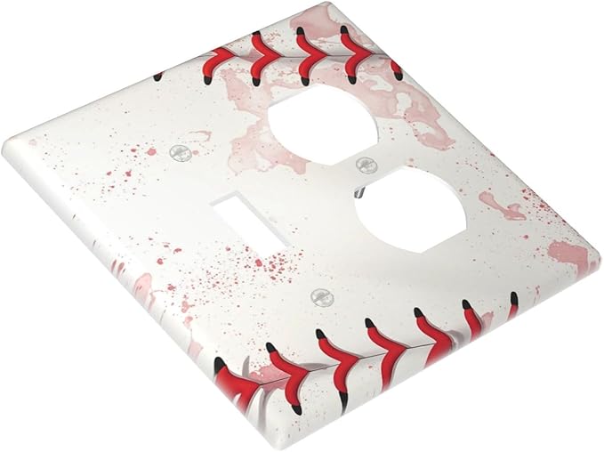 Light Switch Cover Plate Baseball Sports Ball Game 2 Gang Decorative Switch Plates 1 Toggle Duplex Combo Outlet Covers GFCI Wall Plates for Bathroom Bedroom Decor
