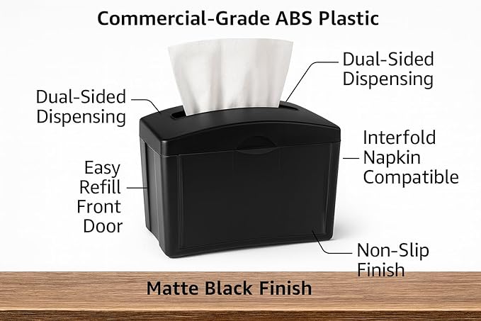 Tabletop Comercial Napkin Dispenser (Servilleteros para Restaurantes) - Stainless Steel Comercial Holder for Interfold Napkins - Dual - Sided Acces