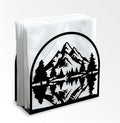 Mountain Forest Decorative Black Metal Napkin Holder for Table, 5.3" x 4.9" x 1.9" Mountain Tree Standing Napkin Holder for Home Kitchen Restaurant Picnic Party Coffee Bar Dining Room