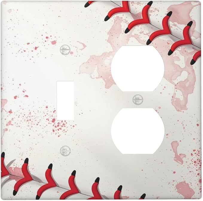 Light Switch Cover Plate Baseball Sports Ball Game 2 Gang Decorative Switch Plates 1 Toggle Duplex Combo Outlet Covers GFCI Wall Plates for Bathroom Bedroom Decor