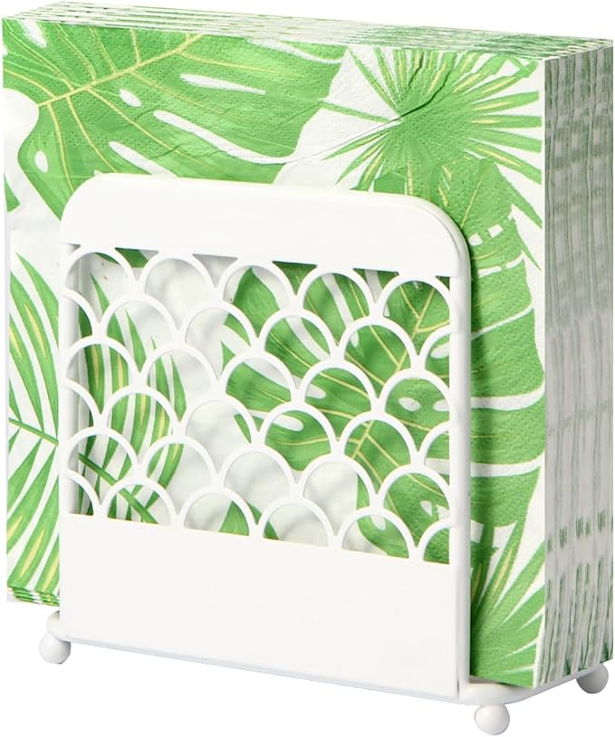 Napkin Holder for Table, Metal figure Standing Napkin Dispenser for Kitchen Dining Cocktail Napkin holders for paper napkins Mail Bills Suitable for All Dining Room Decors White