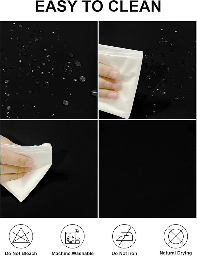 Fokitut 2 Pack Waterproof Rectangle Tablecloth, 60x84 Inch, Stain Resistant and Wrinkle Polyester Table Cloth, Fabric Table Cover for Kitchen Dining, Wedding, Party, Holiday Dinner-Black