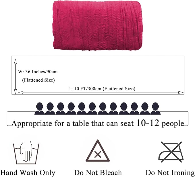 FUHSY Cheesecloth Table Runners Bulk 10 Pack 10FT Long Hot Pink Table Runner Rustic Gauze Fabric Table Runners for Weddings Boho Cheese Cloth Sheer Runner for Birthday Baby Shower Decoration