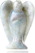 YATOJUZI 2" Crystal Angel Decor Labradorite Healing Polished Gift Stone Sculpture Statue Hand Carved Cute Figurines Gemstone Reiki Home Room Office Desk Decoration Guardian Angels Gifts for Women Men