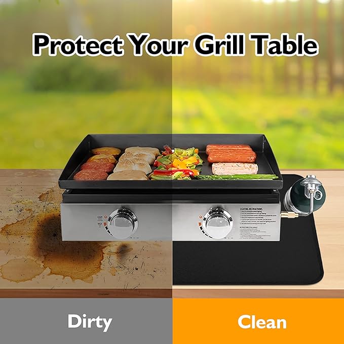 24 x 24in Heat Resistant Grill Mats for Outdoor Tabletop Grill to Protect Your Prep Grill Table, Heat Resistant Mats for Countertop, Fire Proof & Water Proof & Oil Proof BBQ Mat - Black-0.5mm