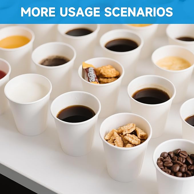 RACETOP 8 oz 500 Pack Disposable Paper Coffee Cups, Disposable Paper Cups, Hot Coffee Cups for Office, Party, Home